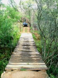 One of the most impressive and daunting obstacles is a 3 meter high wooden log bridge